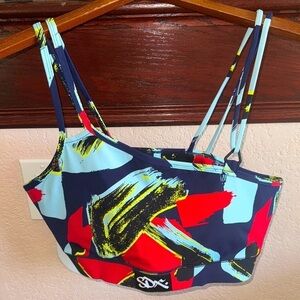 SDX Superdry Womens Size MED- LRG Colorful Abstract Sports Bra Crop Athletic Top
